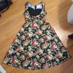 Vintage style pinup dress in bright floral